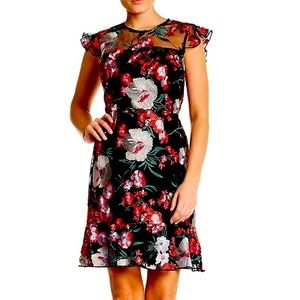 Donna Morgan Embroidered Floral Cocktail Dress